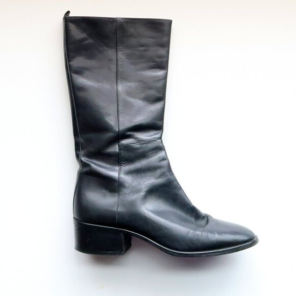Bandolino Calabash Black Leather Half Calf Block Heel Boots Size 10 - Picture 7 of 15